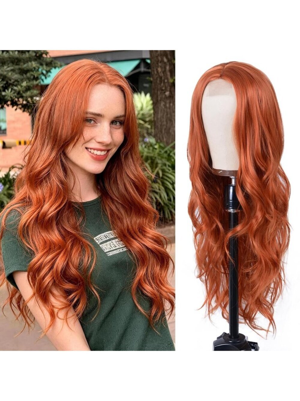 Women's Ginger Synthetic Hair Dirty Blonde Heat Resistant Long Wavy Wig